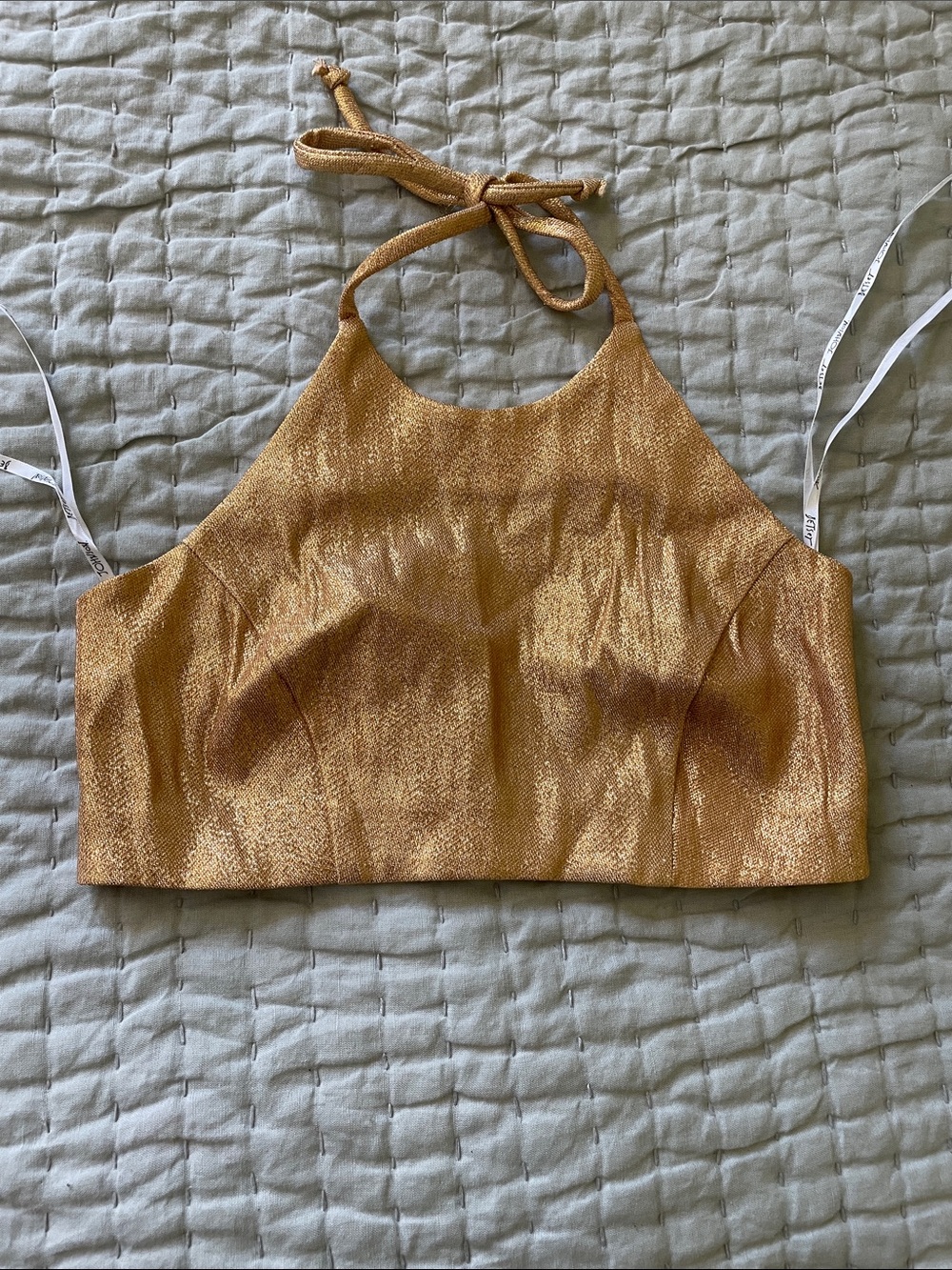 Betsey Johnson Metallic Gold Halter Crop Top